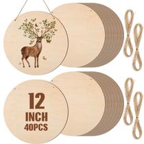 Wood Rounds Suzile, 40 peças de 30 cm, inacabadas para artesanato, faça você mesmo