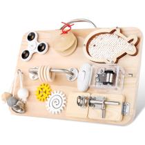 Wooden Busy Board Pithfor para crianças pequenas Brinquedo sensorial Montessori