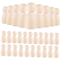 Wooden Peg Dolls Anneome 30 peças de materiais de artesanato DIY sem pintura Wooden Peg Dolls Anneome 30 peças de materiais de artesanato DIY sem pintura