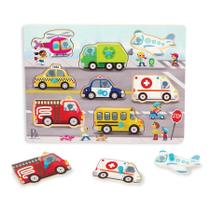 Wooden Peg Puzzle B. brinquedos Peek & Explore Vehicles 2 anos ou mais