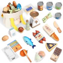 Wooden Play Food Set Pith para mercearia para crianças de mais de 3 anos