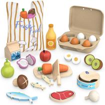 Wooden Play Food Toys JOYSINTOY Pretend Kitchen Set Kids 3+