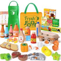 Wooden Play Food Toys Lonico Market Mercearia para crianças