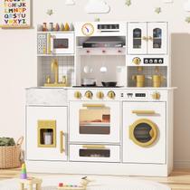 Wooden Play Kitchen BIERUM com luzes e sons 90x33x90cm Wooden Play Kitchen BIERUM com luzes e sons 90x33x90cm