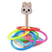 Wooden Ring Toss Game Rabbit Design para crianças Wooden Ring Toss Game Rabbit Design para crianças
