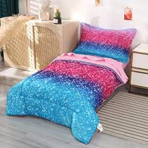 Wowelife Toddler Bedding Set Arco-íris Colorido para Meninas Consolador Roupa de Cama Set (Roxo)