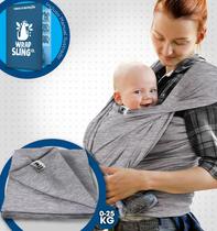 Wrap Sling Bebê Carregador Carrier Enxoval Passeio Cinza Mescla