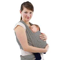 Wrap Sling Caguru Carregador Passeio De Bebe Malha Respirável Liso Cinza Mescla Antialérgico 100 algodão Confortavel e Seguro até 20 kl Best Sling