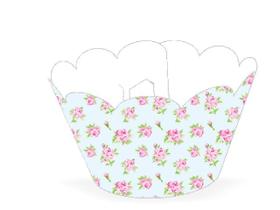 Wrapper Cupcake Tradicional - Floral Azul - 5cm x 22cm - 12 unidades - Nc Toys