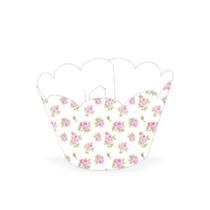 Wrapper Cupcake Tradicional - Floral Branco - 5cm x 22cm - 12 unidades - Nc Toys