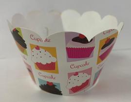 WRAPPERS PARA CUPCAKE (21,5 x 5cm). Estampa: cupcakes. Pacote com 12un