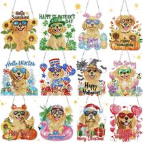 Wreath Convoice, 12 peças, kits sazonais de arte com diamantes, faça você mesmo, para cães