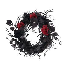 Wreath Ladieshow Feliz Halloween Black Rose Horror Gothic