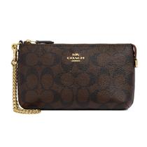 Wristlet Coach Signature Large com corrente para cartões, dinheiro e telefone