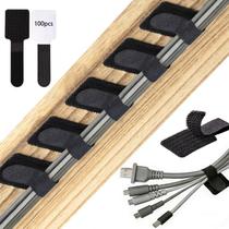 WSICSE 100 peças de abraçadeiras para cabos autoadesivas de nylon pretas