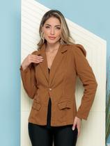 WWZ FASHION Blazer Jeans Tingido 6201 Elegante e Confortavel