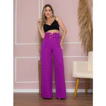 WWZ FASHION Calça Pantalona de Alfaiataria Conforto com Cintura Alta 8280