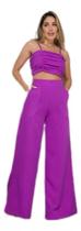 WWZ FASHION Conjunto Alfaiataria Calça e Cropped 6417 Estilo Elegante