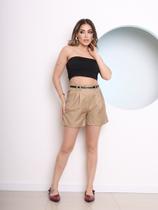 WWZ FASHION Short Feminino em Gabardine Cintura Alta da Coleção Nova G173