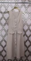 WWZ FASHION Vestido Chemise Alfaiataria Gabardine Midi Botões Frontais 195