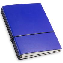X17 1-406-3BL A6 Notebook de couro ligado, azul, 3 incrustações