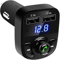 X8 carregador de carro sem fio compatível com bluetooth led transmissor fm duplo usb handfree carregamento de carro mp3 música tf u disco transmissor