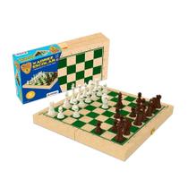 Xadrez Escolar Caixa Madeira 32pcs Plasticas Xalingo