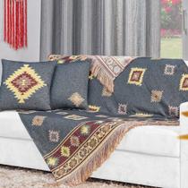 Xale asteca para sofá 5 pçs tecido jacquard dupla face