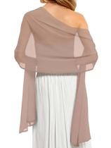 Xale CHICGAL para vestidos de noite, cachecol de chiffon, cáqui Xale CHICGAL para vestidos de noite, cachecol de chiffon, cáqui