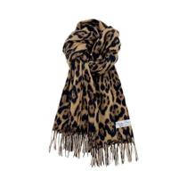 Xale Com Franjas De Leopardo, Cachecol De Inverno Espesso Em Imitação De Cashmere, Acessório De Moda