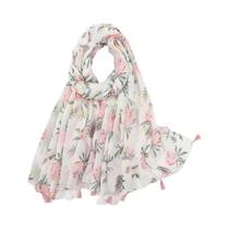 Xale De Algodão Viscose Com Franjas Para Mulheres 180x90cm Estampa Floral Moda Protetor Solar Hijab