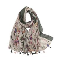 Xale De Algodão Viscose Com Franjas Para Mulheres 180x90cm Estampa Floral Moda Protetor Solar Hijab