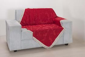 Xale de Sofá Decoração Sala Tecido Jacquard 2,90 X 1,50 Vermelho