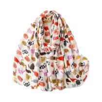 Xale De Viscose Feminino Confortável Com Estampa De Cachorro Dachshund E Gato 180x90cm Com Detalhes