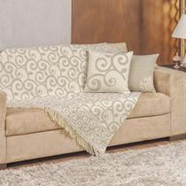 Xale Decorativo Turin com Franja 1,60m x 1,40m Jacquard 1 Peça 58% Algodão 42% Poliéster - Arabesco Bege Compose Xale Decorativo Turin com Franja 1,60m x 1,40m Jacquard 1 Peça 58% Algodão 42% Poliéster - Arabesco Bege Compose