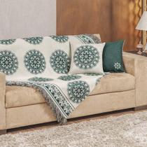 Xale Decorativo Turin Com Franja 1,60m X 1,40m Jacquard 1 Peça 58% Algodão 42% Poliéster - Mandala Verde Compose