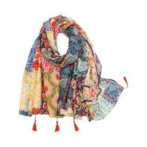 Xale Elegante De Algodão Viscose Com Estampa Floral E Franjas Para Mulheres, Lenço Longo De Praia Xale Elegante De Algodão Viscose Com Estampa Floral E Franjas Para Mulheres, Lenço Longo De Praia