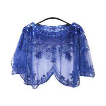 Xale Elegante De Cor Sólida Com Bordado Barroco De Lantejoulas, Em Malha Respirável, Estilo Flapper