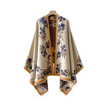 Xale Feminino Com Estampa Floral Imitando Cashmere, Estilo Étnico Quente E Elegante, Cachecol À