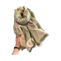 Xale Feminino De Inverno Grosso Com Estampa Listrada E Franjas, Manta Elegante De Caxemira Sintética