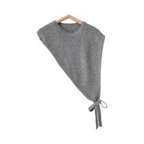 Xale Feminino De Lã Tricotado Versátil Com Fenda E Corte Assimétrico Para Primavera/Verão