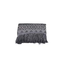 Xale Para Sofá Com Franja Luxor 1 Peça 2,10m x 1,35m 60% Algodão / 40% Poliéster Tecido Jacquard - Cinza Geométrico