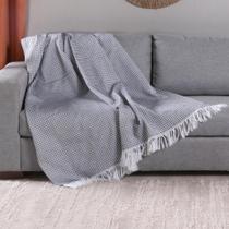 Xale para Sofá Manta Grid Jacquard com Franja