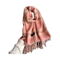 Xale Pashmina Elegante Com Franjas Para Inverno, Aquece O Pescoço, Cobertor De Cashmere Sintético