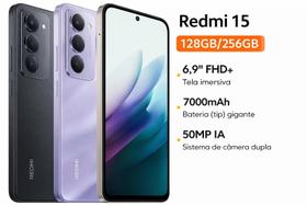 Xiaomi Redmi 15 128GB 6GB Tela 6.9 e 144Hz 50MP camera IA integrada 7000mAh IP64 Original Lacrado O melhor custobenefcio