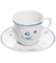 Xícara Avulsa 90ml de Café com Pires Florescer Azul Cerâmica