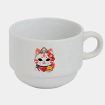 Xícara Branca Bucks de Porcelana 180ML GATO DA SORTE ORIENTAL
