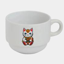 Xícara Branca Bucks de Porcelana 180ML GATO DA SORTE ORIENTAL