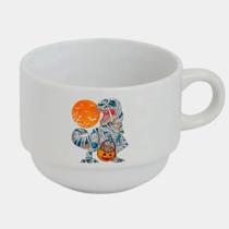 Xícara Branca Bucks de Porcelana 180ML HALLOWEEN T REX MUMIA DINOSSAURO