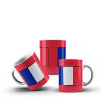 Xícara Branca Porcelana Bandeira França 325ml 1 Unidade + Caixinha